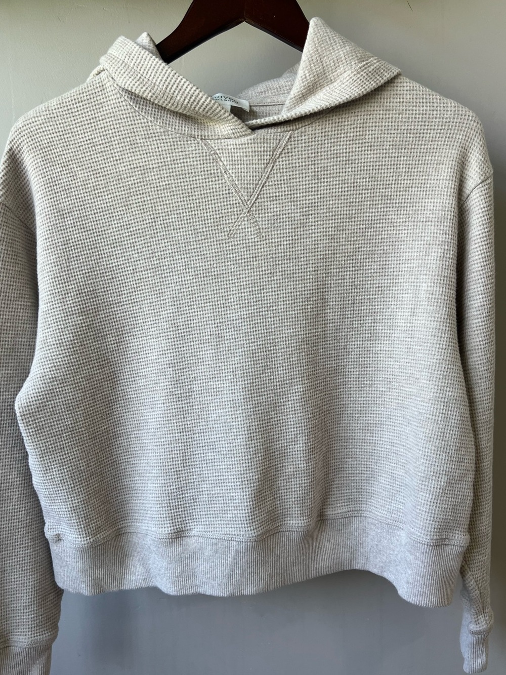 Haven Well Within Organic Cotton Waffle Knit Cropped Hoodie Sweatshirt Oatmeal S